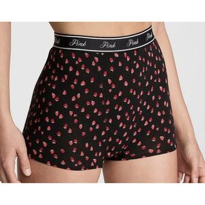 Pink Victoria's Secret High Waist Boyshort Boxer Black Strawberries Size‎ M NEW